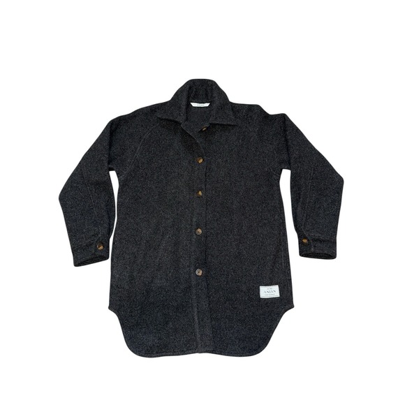 Anian Wool Rayon‎ Shirt Women's Small Dark Grayish Black Heavyweight Shacket - Picture 1 of 10